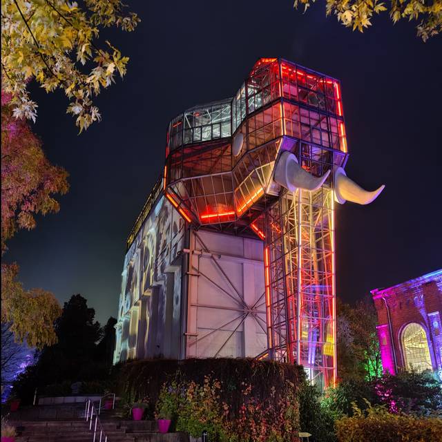 Der Glaselefant beim Herbstleuchten im Maxipark 2023.