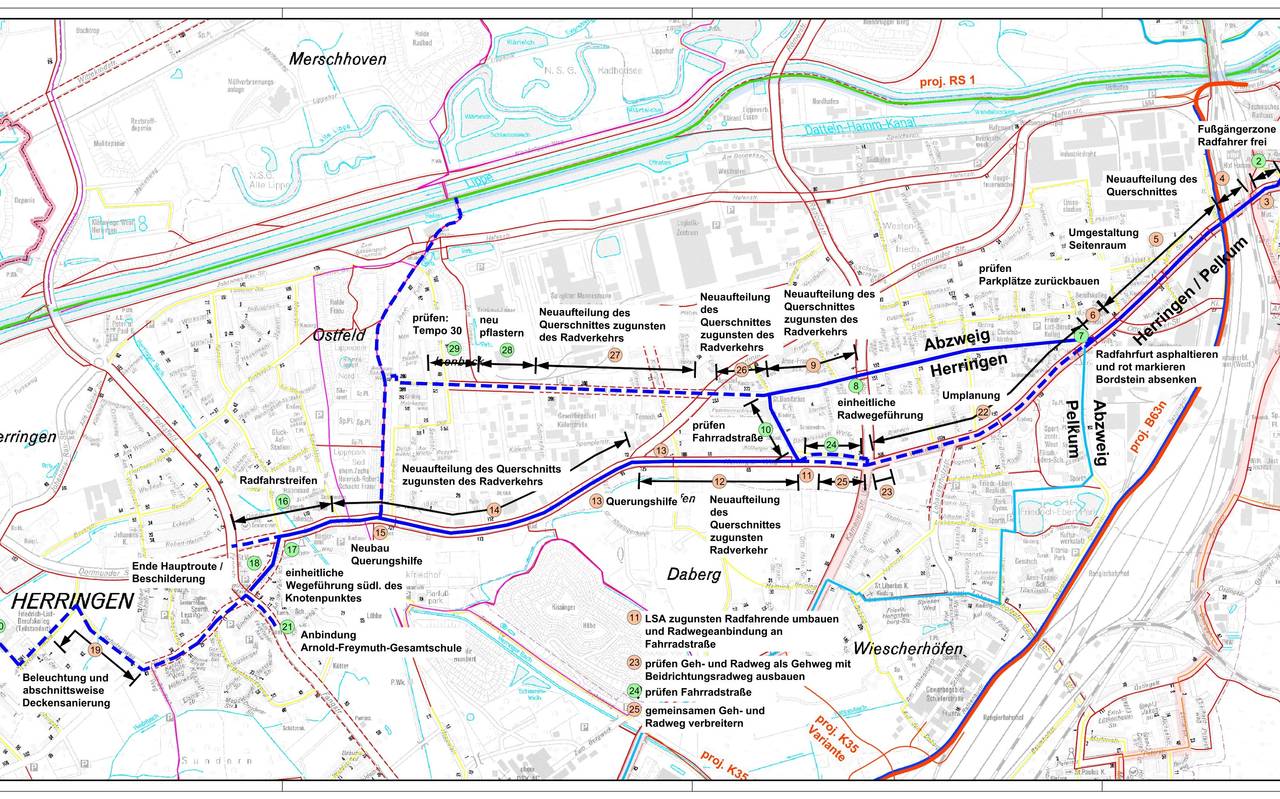 Übersichtsplan Radhauptroute Herringen