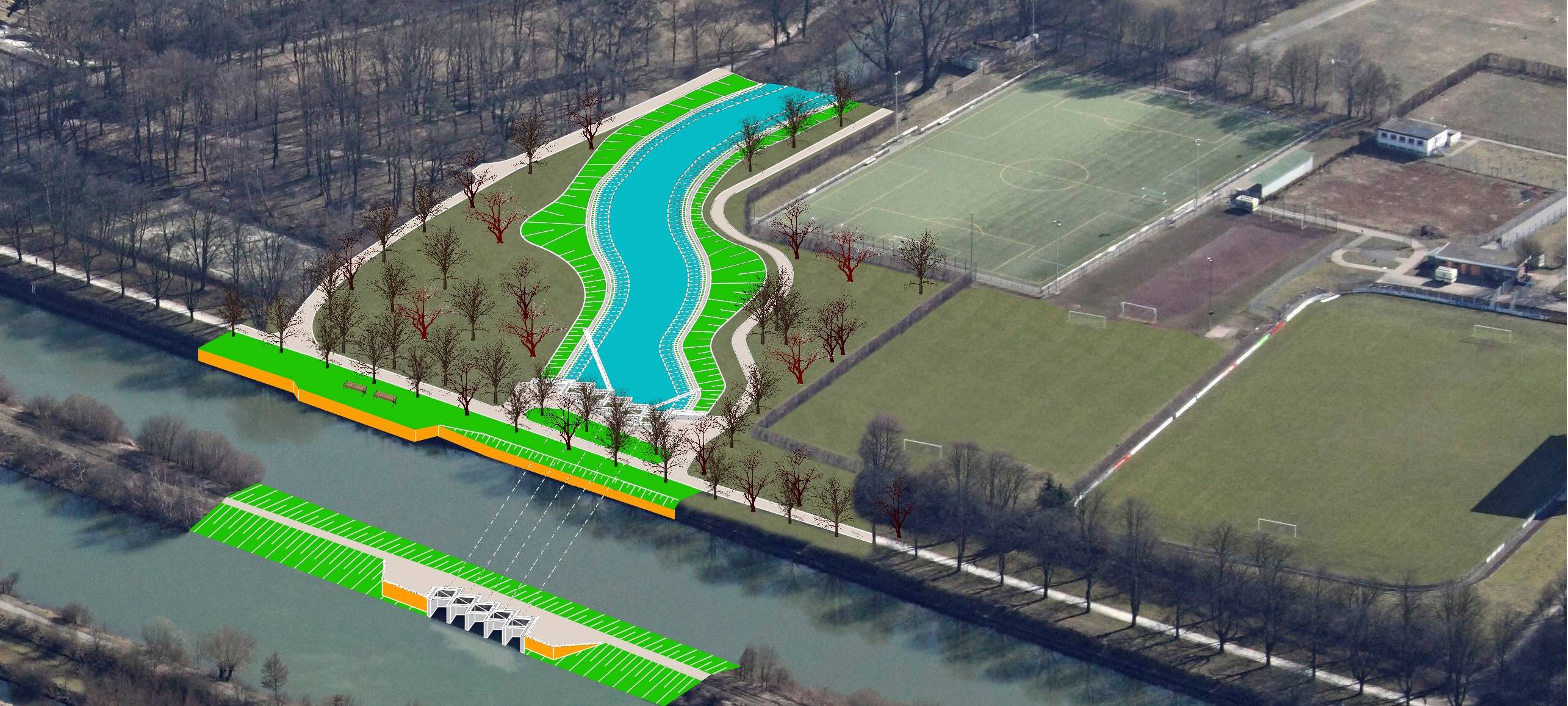 Die Ahse fließt unter dem Kanal durch