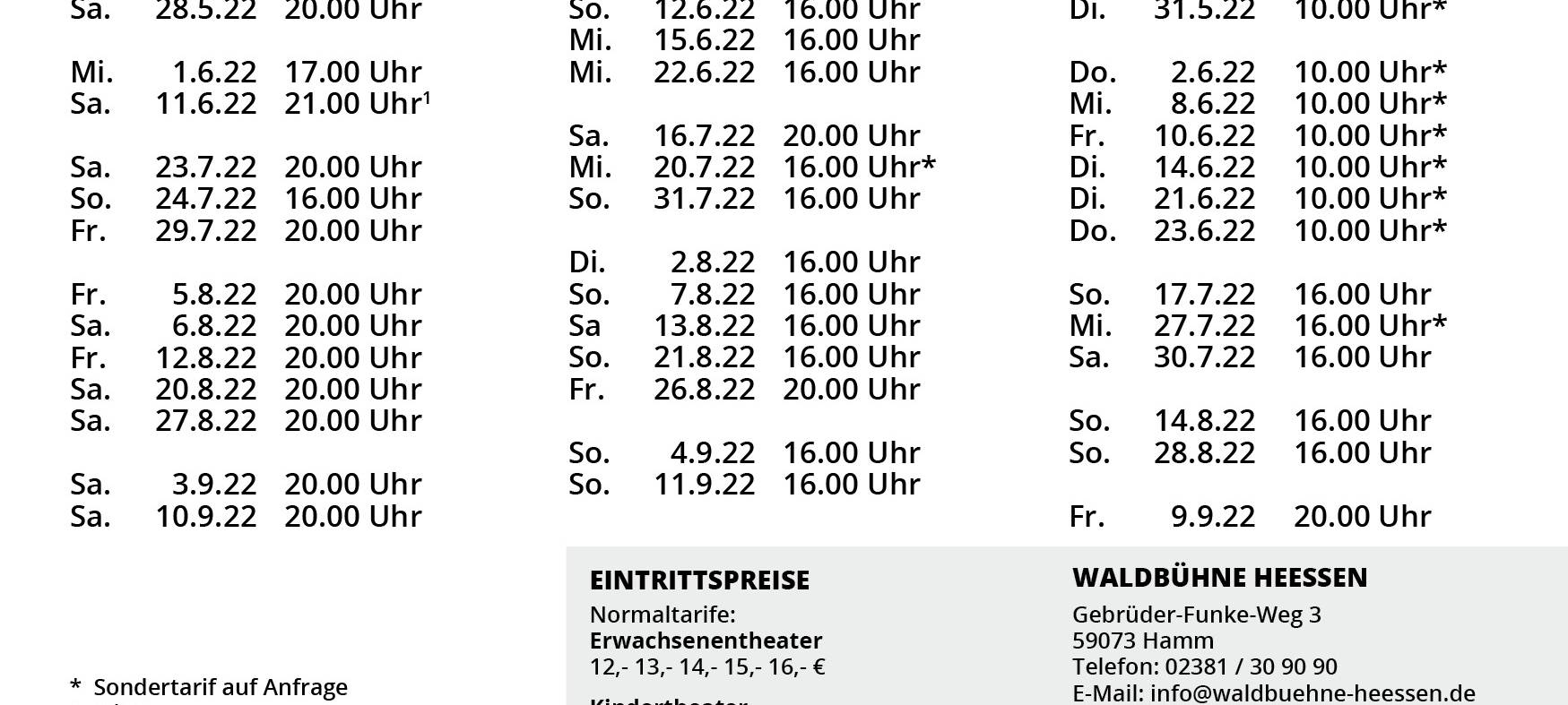 Waldbühne Hamm-Heessen veröffentlicht neue Termine