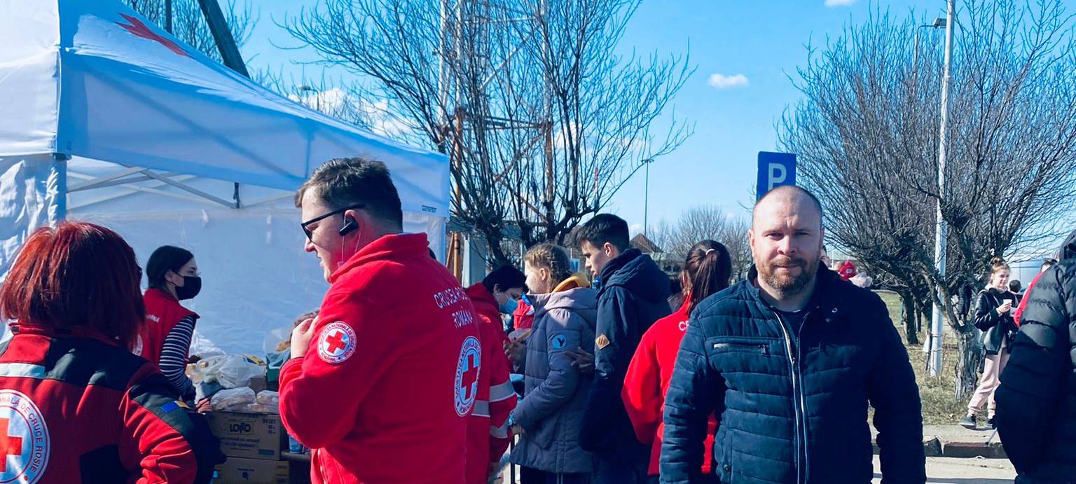 Vitaliy Berestyan bei einer Hilfsaktion in Ungarn.