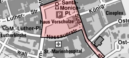 In diesem Bereich in der Innenstadt von Hamm gilt das Waffenverbot ab dem kommenden Wochenende (31.8./1.9.).