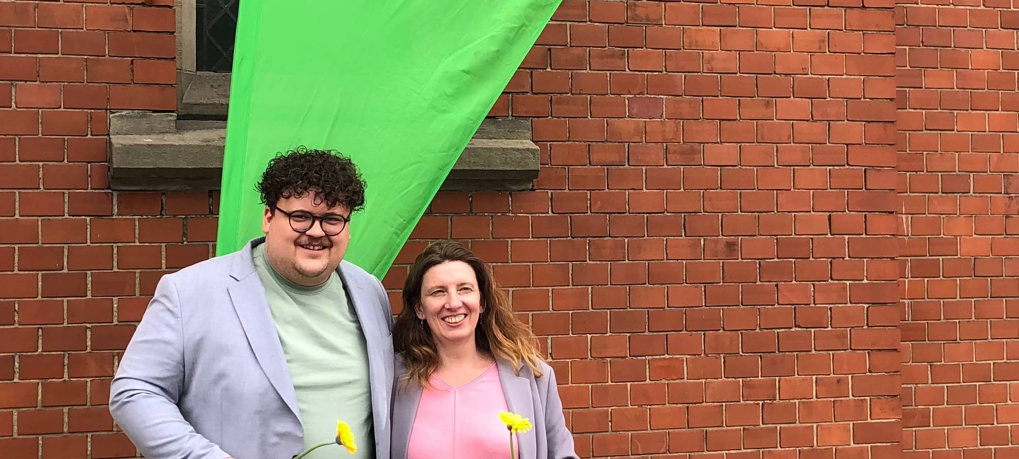 Matthis Arndt (links) und Lisa Nowak als Spitzenduo der Grünen in Hamm für die Kommunalwahl.