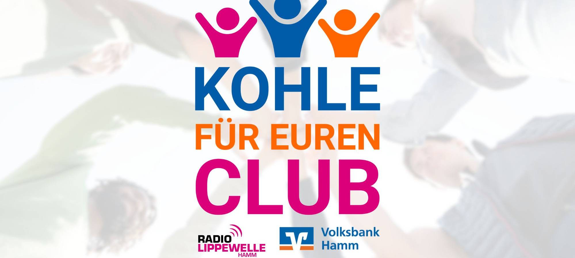 Logo Kohle für euren Club kombiniert mit den Logos von Radio Lippewelle Hamm und der Volksbank Hamm