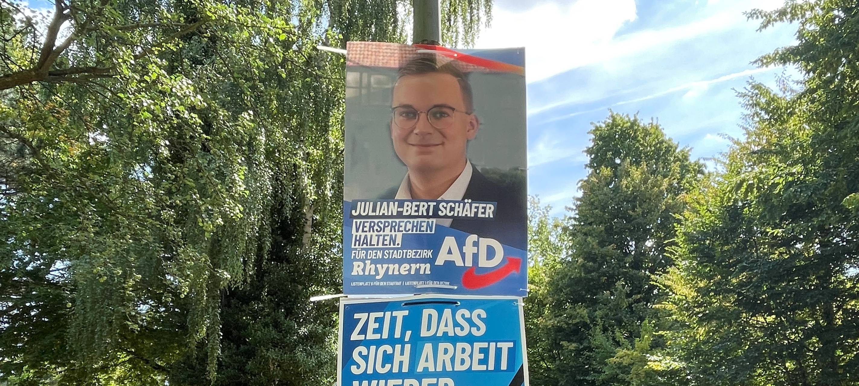 AfD Plakate mit Lindenhof überlackiert