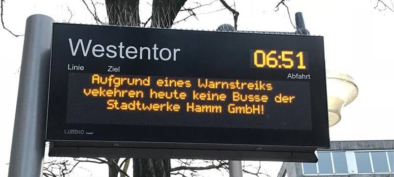 Warnstreik Nahverkehr Hamm: ver.di legt Busverkehr lahm