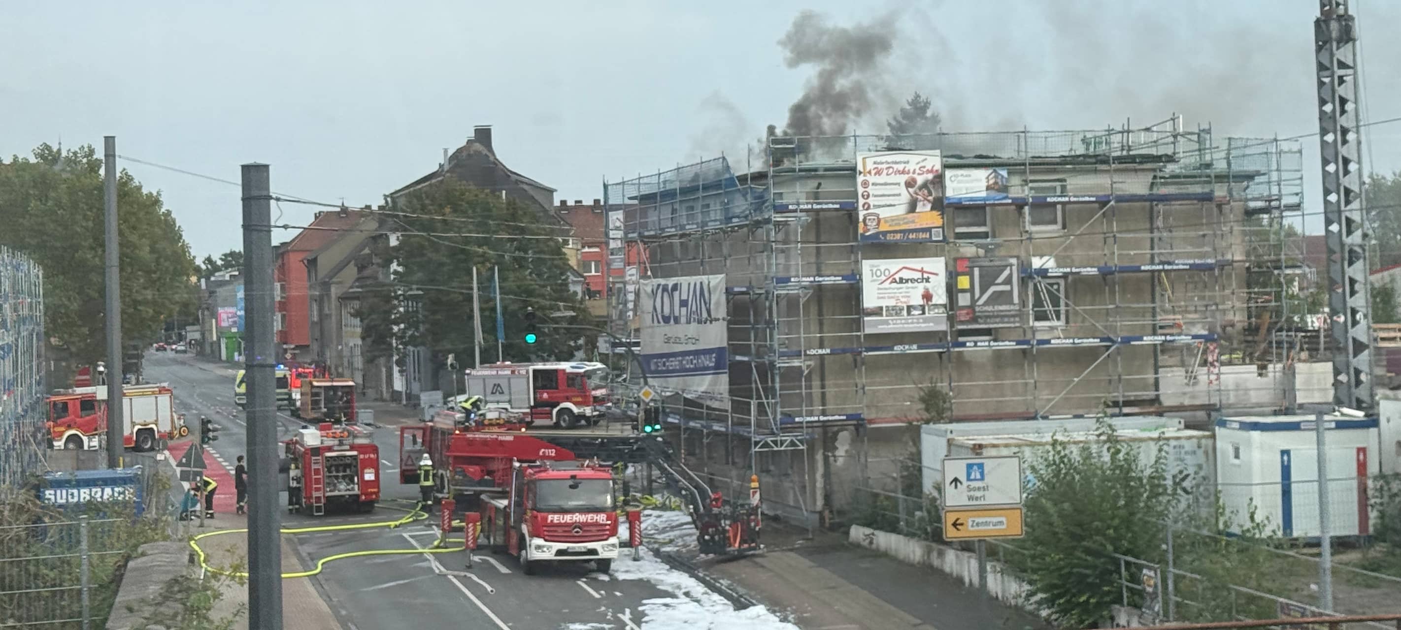 Brand in Rohbau in der Innenstadt
