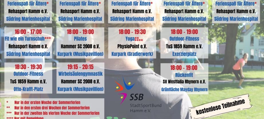 Die Übersicht der Kurse bei Sport im Park 2021.