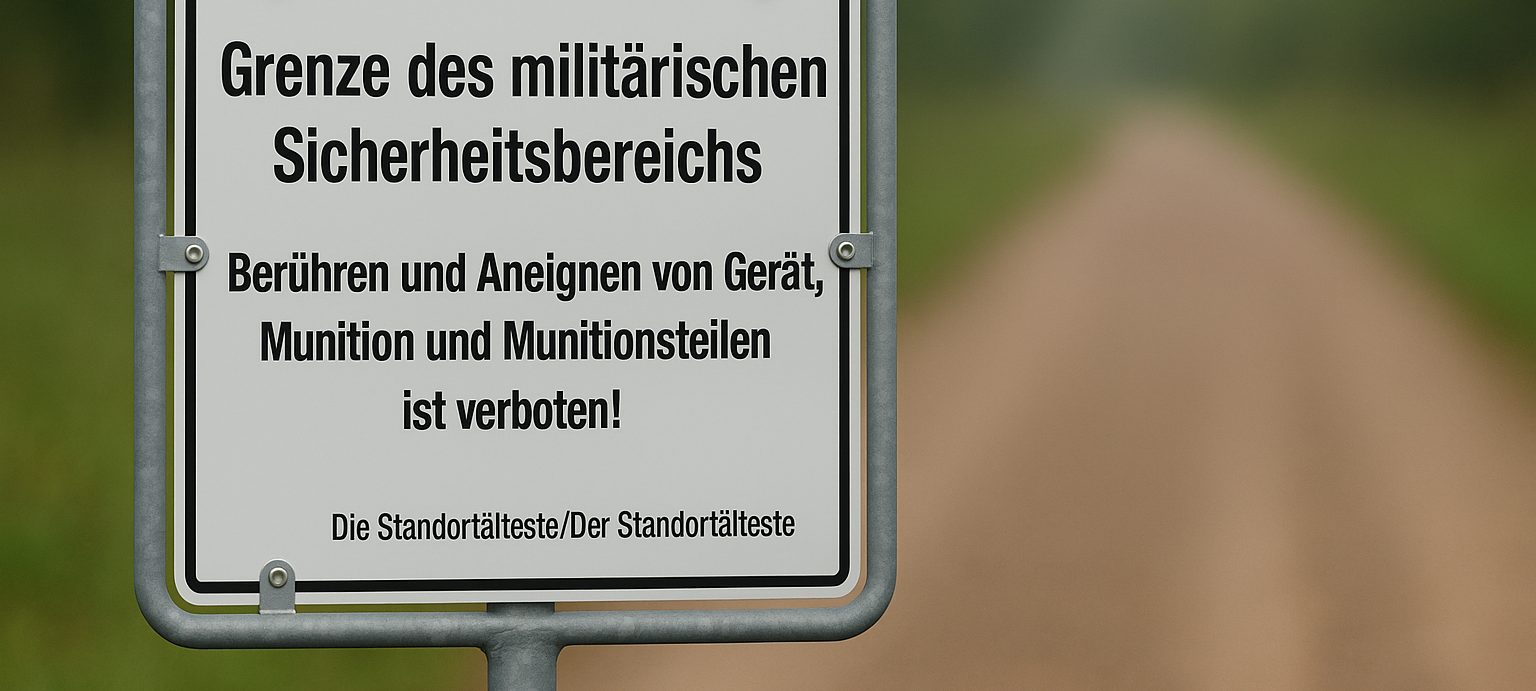 Ein weißes Schild weist seit längerer Zeit auf den militärischen Bereich hin. Ab sofort ist das Betreten allerdings komplett verboten.